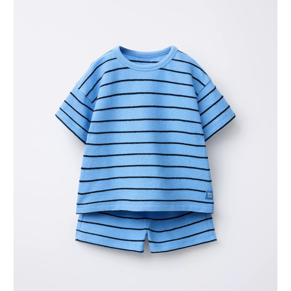ZARA STRIPED T-SHIRT AND BERMUDA JOGGING SET